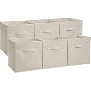Amazon Basics Collapsible Fabric Storage Cubes Organizer with Handles,...