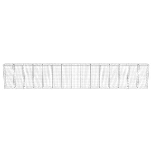 HLLNME Steinzaun Steinkorb Steingabione Gabion Säule, Gabionenwand mit Abdeckung Verzinkter Stahl 900×50×150 cm – Bild 5