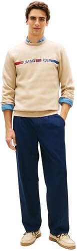 Herren Sweatshirt Brand Love Stripe mit Rundhalsausschnitt, Beige (Sandalwood), M