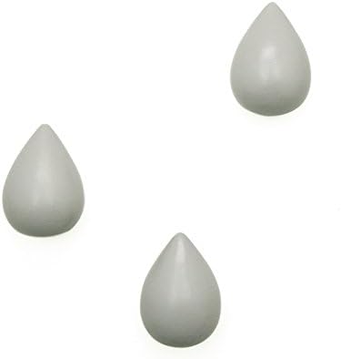 3 Pcs Water Drop Shaped Minimalist Design Wooden Decorative Creative Wall Mounted Coat Hat Hanger Hook, Gray