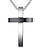 Aoiy Men's Stainless Steel Simple Cross Pendant Necklace, Black-Silver-Tone, 23'' Link Chain, ddp056he