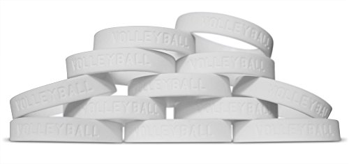 Novel Merk 12-Piece Kids Youth Volleyball White Party Favor & School Carnival Prize Sports Silicone Wristband Bracelet