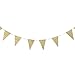Ling's moment 10 Feet Vintage Gold Glitter Triangle Flags Bunting Pennant Banner for Wedding Christmas Thanksgiving New Year Eve Party Decor, 15 Flags, Pack of 1