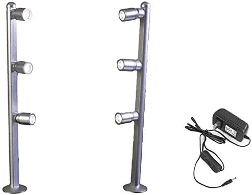 2 Pack Showcase LED Light Pole Style spot Light Silver Color 6000K with UL Listed Power Supply (12 inches)