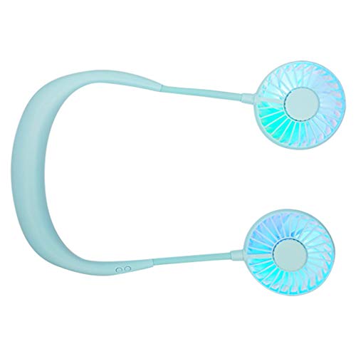 DZTZ Hanging Neck Lazy Wearable Fan Neckband Fan, Hands Free Personal Cooling Fan,Wearable Portable Neckband Mini Fan with Rechargeable Battery (Blue)