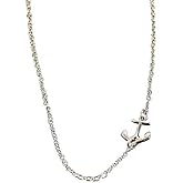 Designed By Stacey Handmade Dainty Sideways Anchor Necklace, 925 Sterling Silver Tiny Pendant Jewelry, Gifts of Hope for Women, Birthday, Graduation, Christmas, 16 to 18" Adjustable Chain