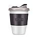 UUQ 12oz Reusable Coffee Mug, Shatterproof Insulated Lightweight Coffee Cup, Dishwasher and Microwave Safe, Leak Proof Silicone Lid& Non-Slip Silicone Eco coffee cups (Light Grey)