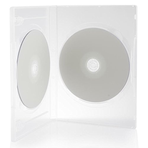 Dragon Trading Clear Double DVD Cases with a 14mm Spine and Plastic Sleeve for Inserting Artwork and Internal Booklet Clips - Protect Your Discs [Pack of 50]