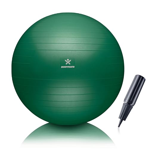 BODYMATE Gymnastikball Sitzball Trainingsball mit GRATIS E-Book inkl. Luft-Pumpe, Ball für Fitness, Yoga, Gymnastik, Core Training, für starken Rücken