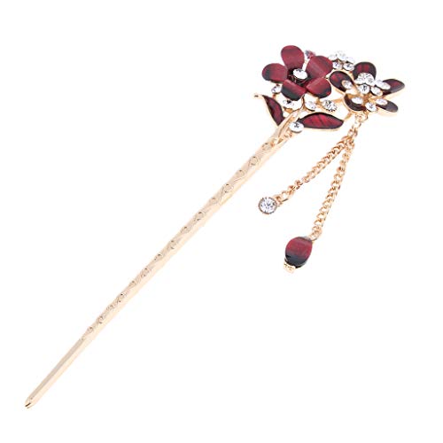 Fityle Flower Hair Stick Chopstick Bun Holder Metal Hairpin