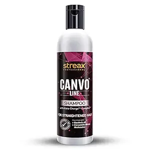 Streax Professional Canvoline Straightening Post Care Shampoo| Enriched with Kera-Charge? Complex | Anti Frizz & Hair Breakage | Soft & Tangle Free Hair | Sulphate & Paraben free | 250ml