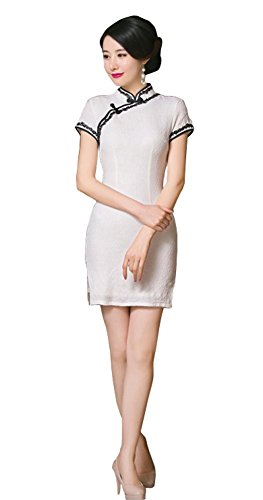 Angcoco Womens Chinese Traditional Apparel Short Sleeve Cheongsam Dress
