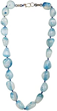 BELEVILLE Shady Sky Blue Agate Stone Strand Necklace for Women (ND008)