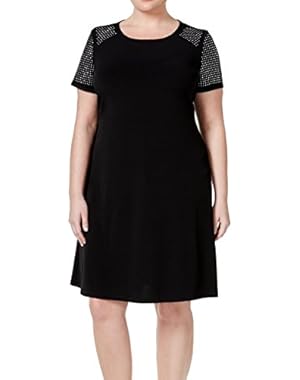 Calvin Klein Women's Plus Shift Embellished Dress Black 20W