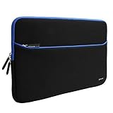 Sleeve Case Evecase 15.6-Inch Ultra-Slim Neoprene Padded Sleeve Pouch Bag w/ Accessory Pocket for Laptop / Gaming Laptop / Notebook / Ultrabook / Chromebook (Black and Blue Trim)