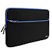Sleeve Case Evecase 15.6-Inch Ultra-Slim Neoprene Padded Sleeve Pouch Bag w/Accessory Pocket for Laptop/Gaming Laptop/Notebook/Ultrabook/Chromebook (Black and Blue Trim)