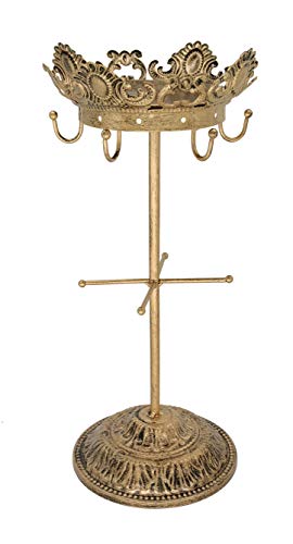 Owlgift Metal Crown Shaped Jewelry Tower Necklace Organizer Earrings Hanger Bracelet Display Tree Stand - Bronze - Thumbnail 2