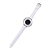 Xuexy 14mm Quick Release Pins Pebble Time Round Genuine Leather Wristwatch Watch Band Replacement Watchband Bracelet Strap Stainless Steel Buckle,White