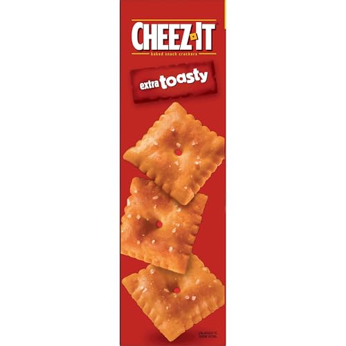 CHEEZ-IT CHEESE CRACKERS, BAKED SNACK CRACKERS, LUNCH SNACKS, FAMILY SIZE, EXTRA TOASTY, 21OZ BOX (1 BOX)