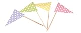 Party Partners Design Polka Dot Pennant Flags Short Decorative Food Picks, Multicolored, Set of 24