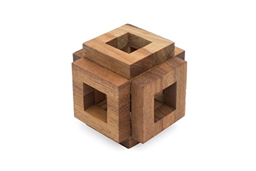 SiamMandalay Moving Room: Handmade & Organic 3D Brain Teaser Wooden Puzzle for Adults from with SM Gift Box(Pictured)
