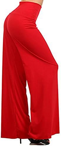 Printed Wide Leg Palazzo Pants (Bh08) (MEDIUM, RED SOLID)