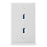 BATIGE 2-Port Dual USB 3.0 Keystone Wall Plate Charger Outlet Mount Socket Face Plate Cover Panel Dock Station