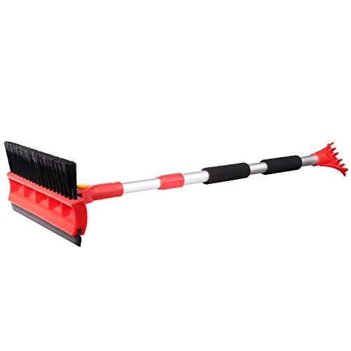 50" Extendable Car Snow Brush, 2019 Upgraded Snow Remover with Ice Scraper and Squeegee - Rotatable Brush Head Snow Removal with Foam Grip for Car Truck SUV