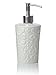 Designer 4-Piece Ceramic Bath Accessory Set | Includes Liquid Soap or Lotion Dispenser w/Toothbrush Holder, Tumbler, Soap Dish | Vintage Damask | Alpine White
