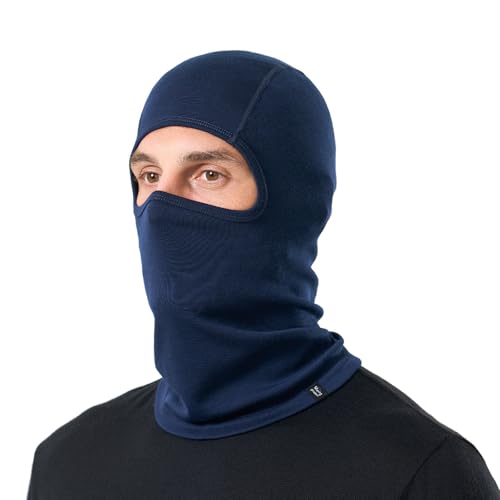 Merino Protect Merino Wool Balaclava for Men Women Thermal Face Mask Winter Face Covering for Hunting Skiing Navy at Amazon