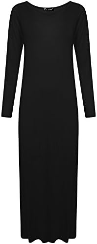 ElumLong Maxi Dresses for Women New Ladies Long Sleeve Casual Round Neck Dress Top