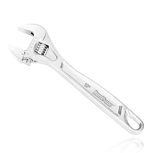 Hurricane Wide Jaw Opening 10” Heavy Duty WideAzz Adjustable Wrench- Drop Forged Heat Treated Chrome Vanadium Steel