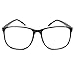 Panto Oversized Thin Frame Nerd Fashion Glasses Black