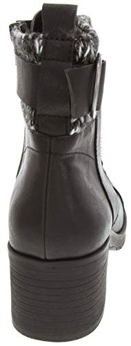 Sugar Women's Women's Kiki Block Heel Lace Up Low Shaft Ankle Combat Boot with O Ring Buckle Black w/Sweater 7.5 - Thumbnail 2