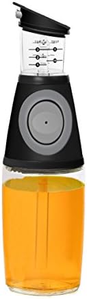 MAXZONE Olive Oil Dispenser Bottle - 9 Oz Oil Bottle Glass with NoOil Pourer Dispensing Bottles for Kitchen - Olive Oil Glass Dispenser to Measure Cooking Vegetable Oil and Vinegar (Black 9oz)