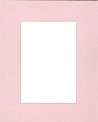 Pack of (5) 8x10 Acid Free White Core Picture Mats Cut for 5x7 Pictures in Pink