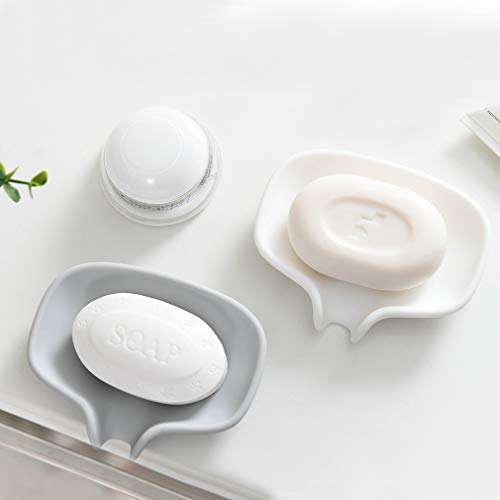 image for SUBEKYU Soap Dish with Draining Tray, Silicone Soap Holder Saver for S