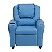 Flash Furniture Vana Vinyl Kids Recliner with Cup Holder, Headrest, and Safety Recline, Contemporary Reclining Chair for Kids, Supports up to 90 lbs., Light Blue
