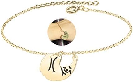 MUZHE Gold Silver Sloth Charm Necklace - Stylish Cute Animal Pendant Jewelry