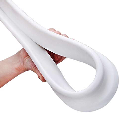 Collapsible Threshold Water Dam - Self-Adhesive Bendable Silicone Bath Shower Barrier Retainer - Waterproof Water Flow Block Seal Strip - Home Water Retention System Bathroom Kitchen (19.68inch)