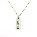 Jewish Mezuzah Case Pendant with Shin on Metal Necklace in Dark Gold Finish