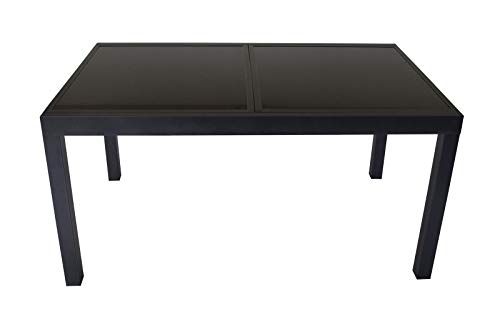 GXK Gartentisch Alu Ausziehtisch Gartenmöbel Tisch Glastisch 210x90cm schwarz – Bild 3