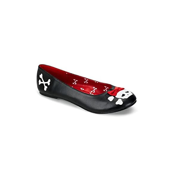Funtasma-Womens-Cute-Ballet-Flats-Skull-Crossbones-Shoes-Gothic-Punk-Emo-Teen-Black-Size-8