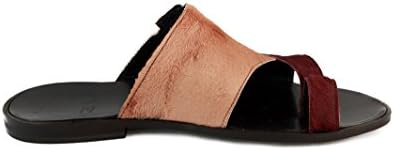 Roberto Guerrini Mens beige and burgundy pony sandal, Size 46