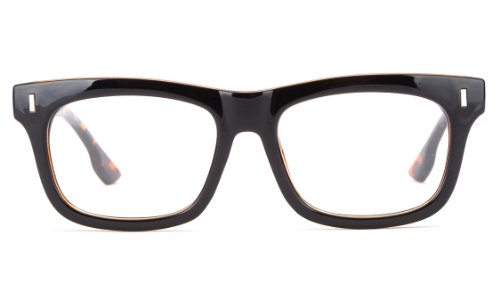 IG Unisex Vintage Squared Thick Frame Clear Lens Fashion Glasses in Black/Tortoise