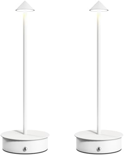 Juego de 2 Lámparas de Mesa Recargables por USB Regulables Blanco