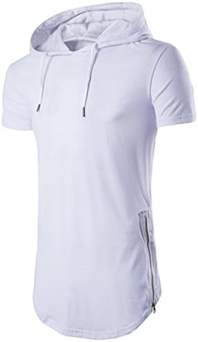 FUNIC Mens Hipster Hip Hop Shirt, Short Sleeve Longline Pullover Hoodies Blouse