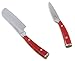 Emeril Lagasse Razor Sharp 2 Piece Chef Knife Set - 5 inch Santoku Knife, 3.5 Inch Stainless Steel Paring Knife, Forged Steel Clad Emerilware - Red Handles