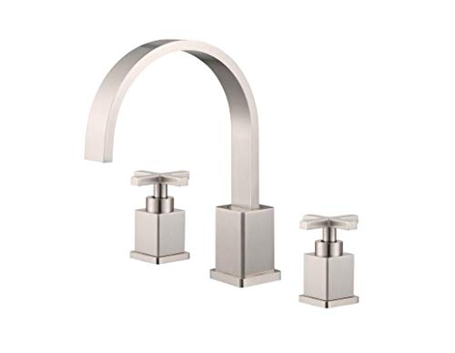 Two Handle Widespread Bathroom Faucet, 3 Hole Lavatory Bathroom Sink Faucet, 8 Inch Bathroom Vanity Faucet Roman Tub Faucet with Pop Up Drain Etel Y6899 (Brushed Nickel)