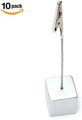Qiaoshiren 10 Pcs Memo Clip, Table Number Holder Name Place Card, Holder Memo Clip Holder Stand Note, Holder Pictures Card Paper Menu Clip Silver